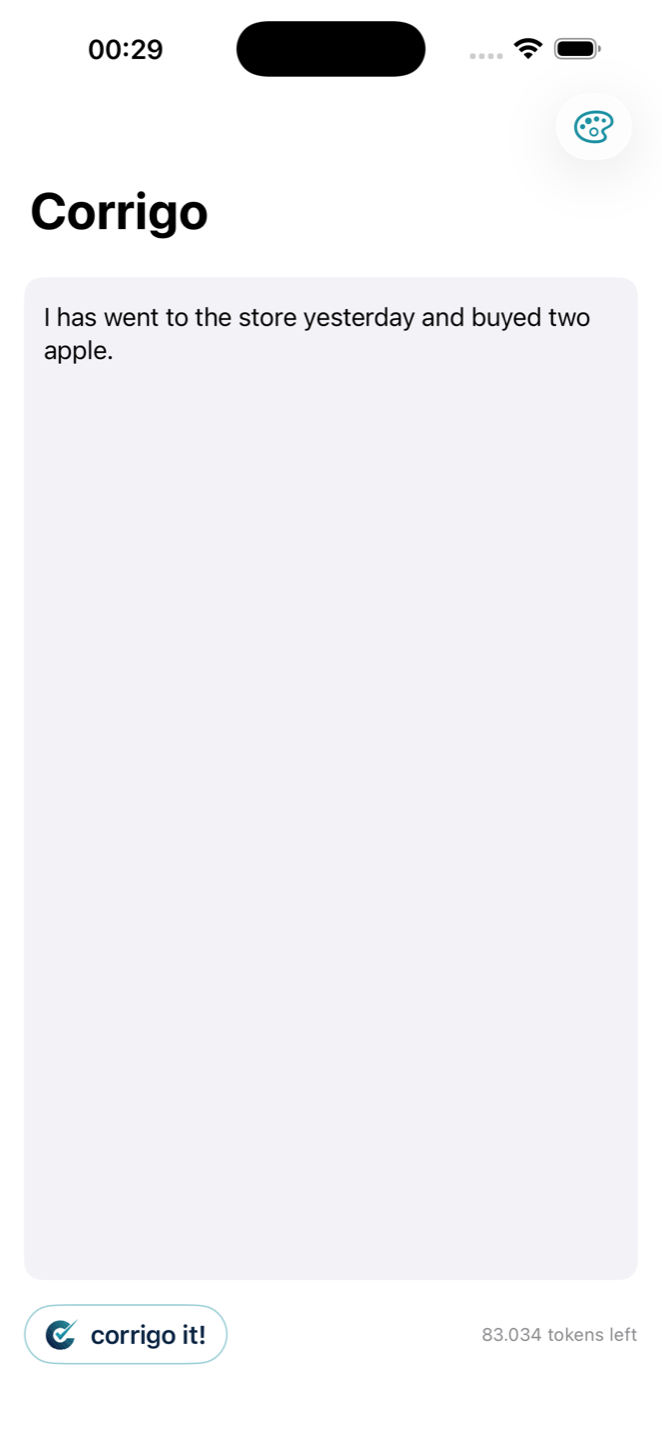 iPhone Editor with the corrigo it! button